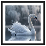 Majestic White Swan Gracefully Floating On Water thumbnail
