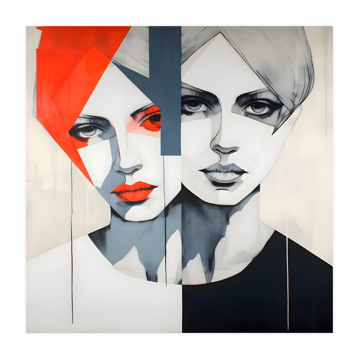 CHIC, Fashion in it's simplist form, two chic women head and shoulders portrait. (Print Only)