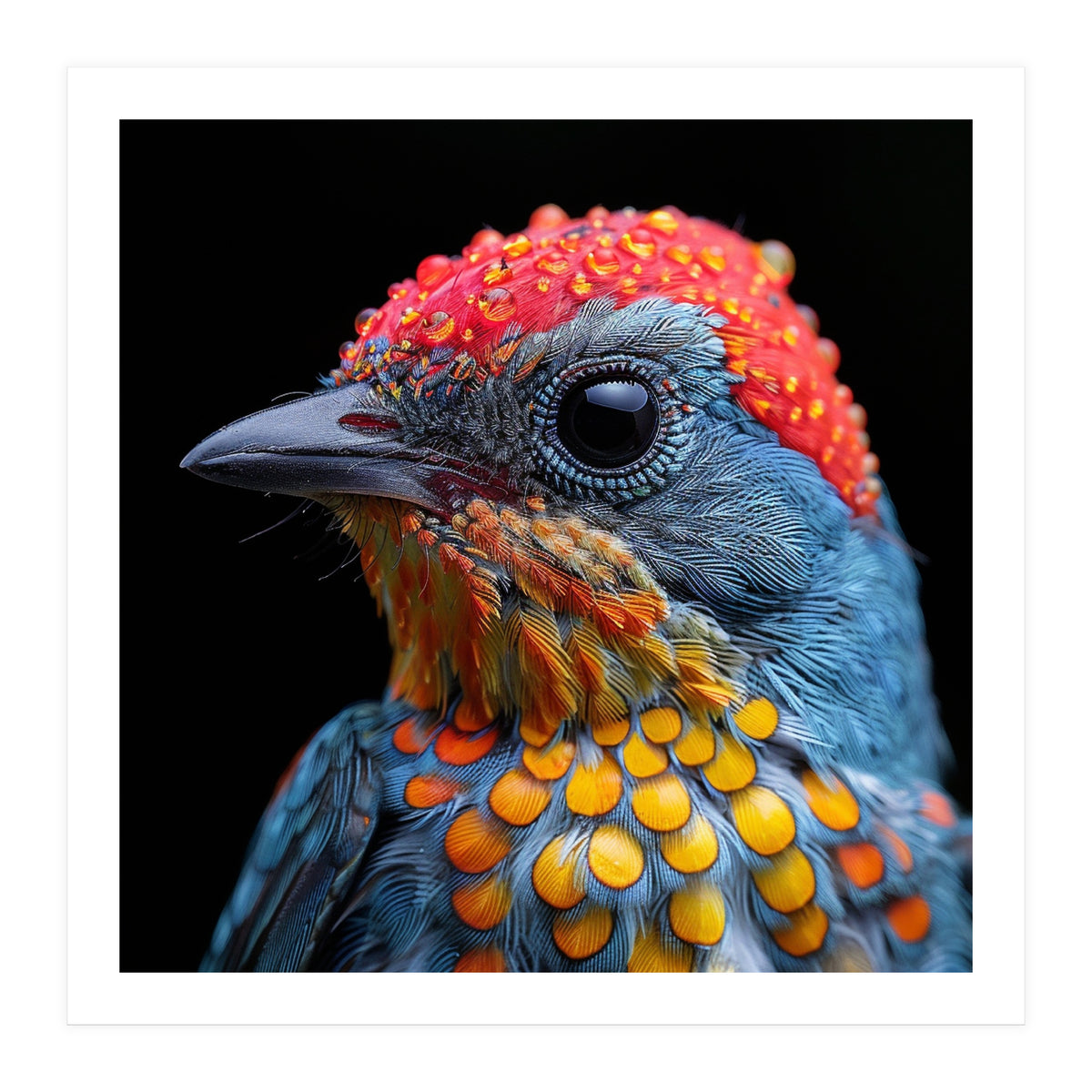 Close Up Of Colorful Bird With Water Droplets (Print Only)