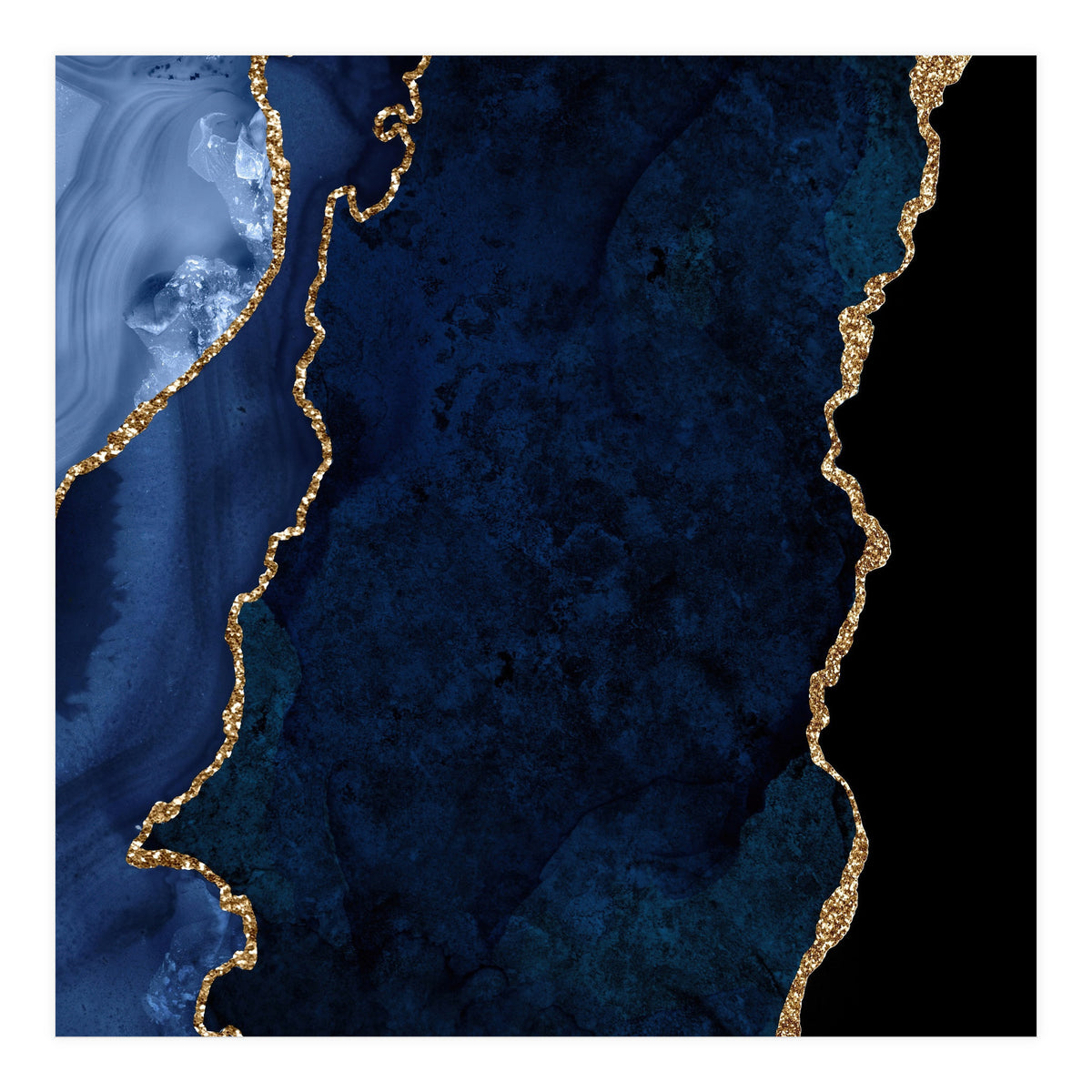 Navy & Gold Agate Texture 15 (Print Only)