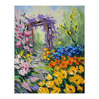 Sun-Drenched Garden Pergola Oil Painting (Print Only)