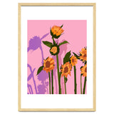 Golden Sunflowers Inside, Botanical Nature Floral Plants Painting, Blush Meadow Blossom Spring, Summer Bohemian Eclectic Positivity thumbnail