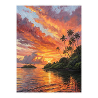 Impressionist Tropical Sunset Over Paradise Island (Print Only)