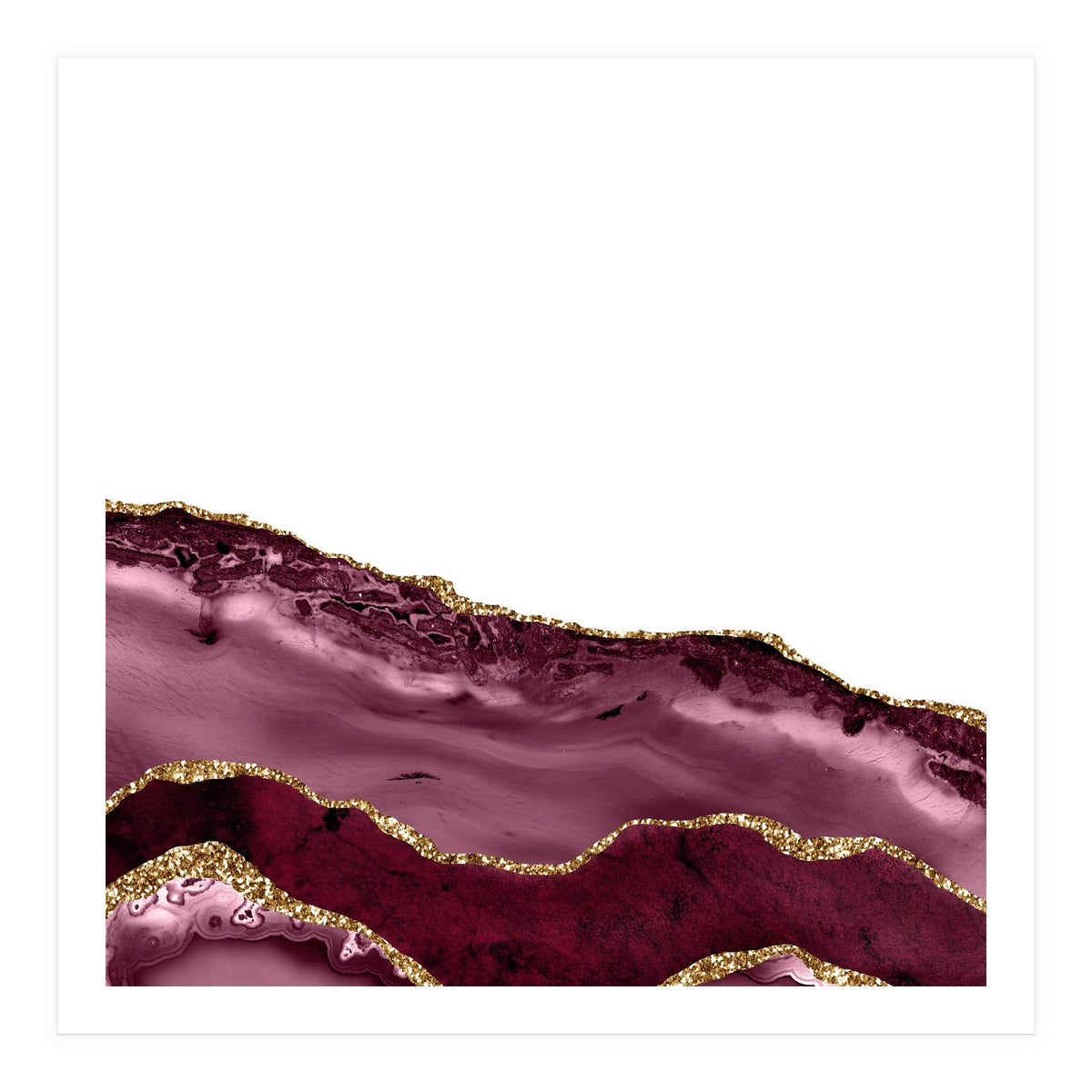 Burgundy & Gold Agate Texture 24  (Print Only)