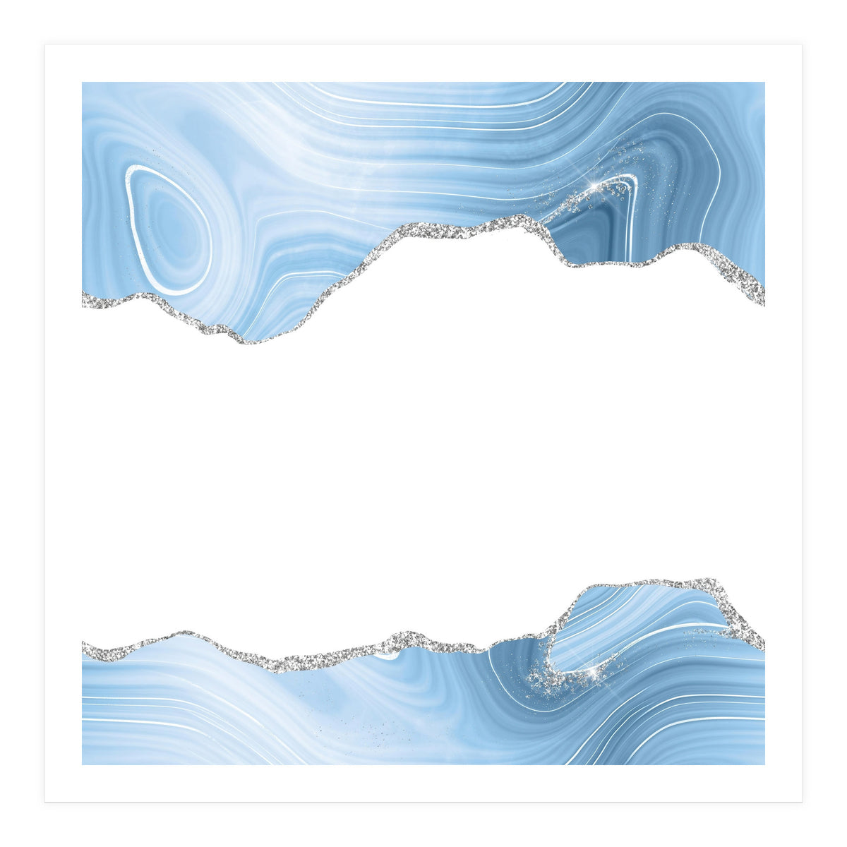 Blue & Silver Agate Glitter Texture 08 (Print Only)