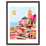 Crimson Rouge, Colorful Architecture Buildings, Greece Cityscape Skyline, Seagull Travel Summer Eclectic Bohemian Pop Of Color Positivity thumbnail