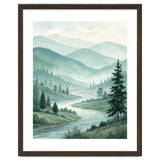 Serene Misty Mountain Valley Watercolor Painting thumbnail