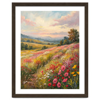 Serene Wildflower Meadow at Sunset Oil Painting
