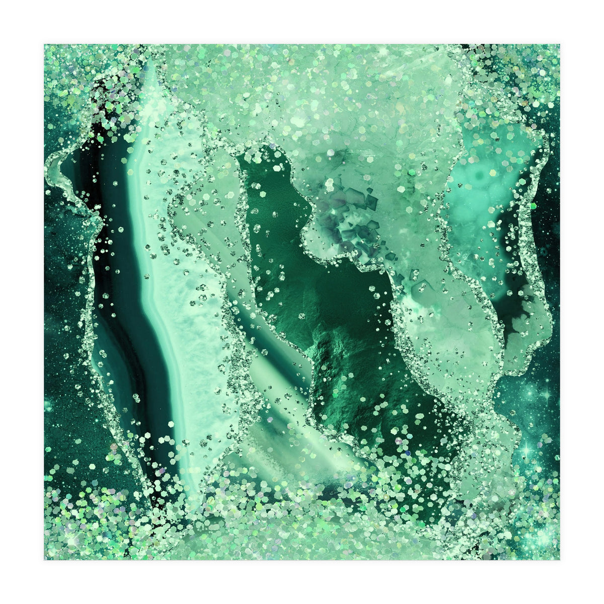 Emerald Glitter Agate Texture 03  (Print Only)