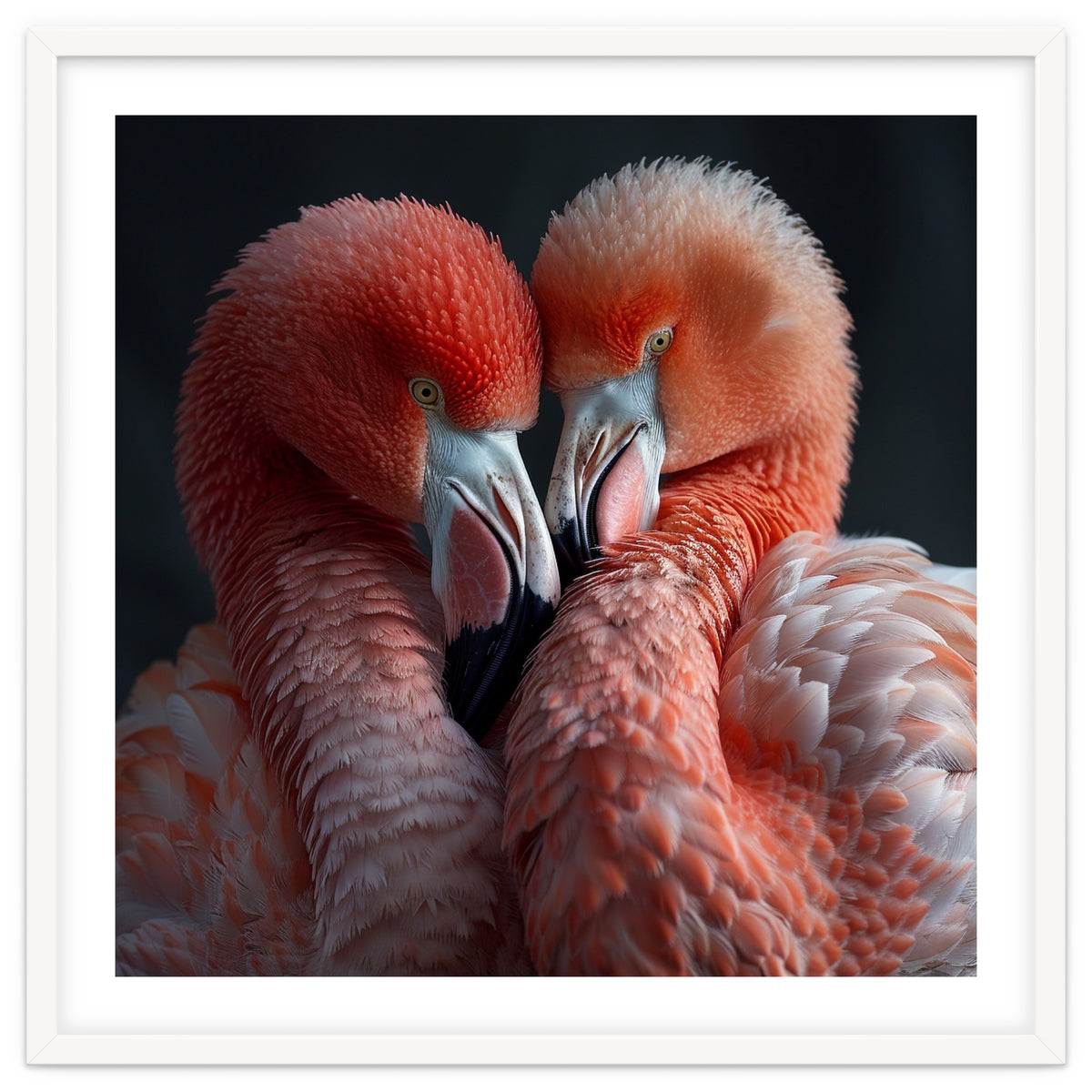 Two Flamingos Together Showing Affection