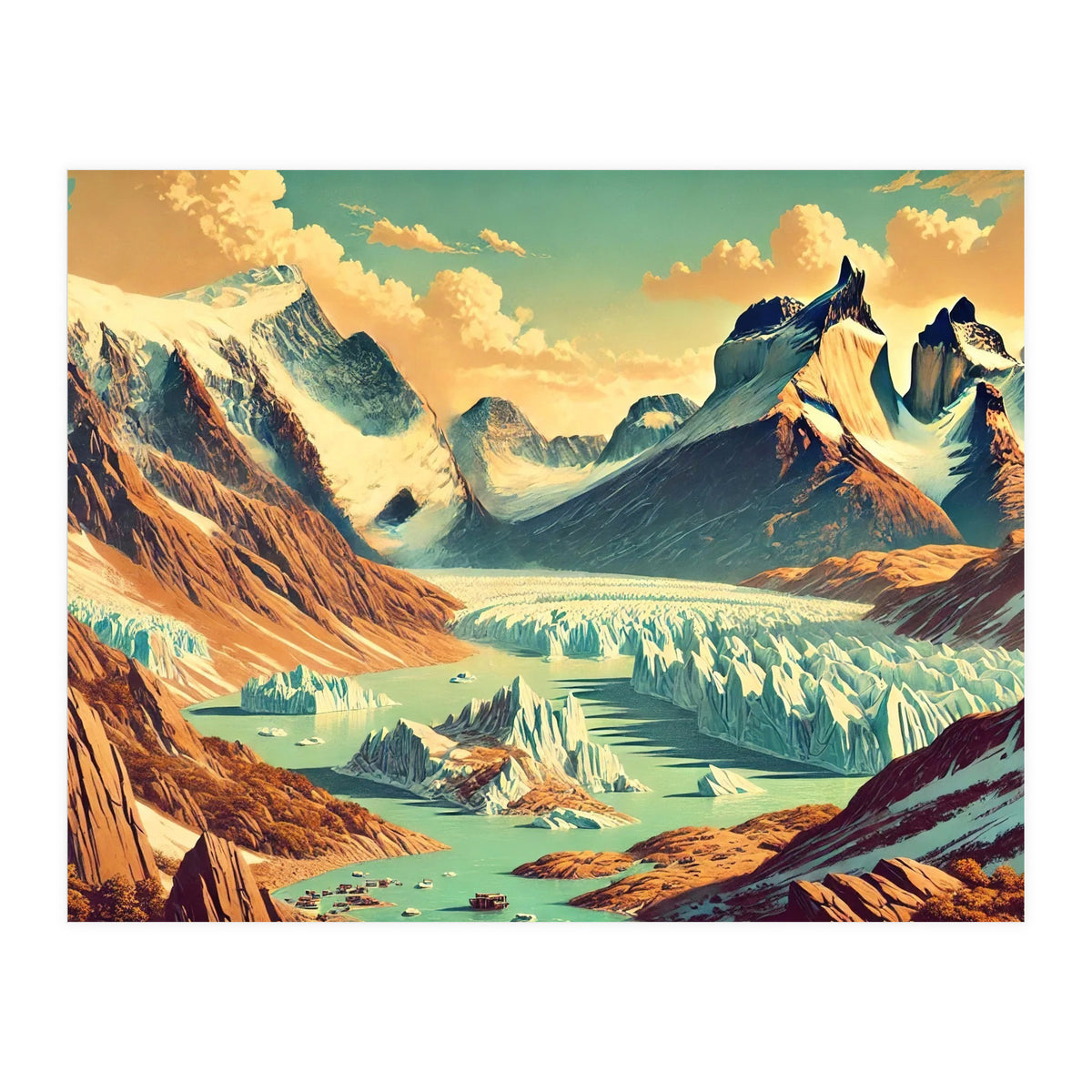 Vintage Argentina, Patagonia Glaciers Poster (Print Only)