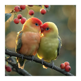 Two Lovebirds Sitting On A Branch (Print Only) thumbnail