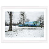 Colorful barn in the snowy ground landscape thumbnail