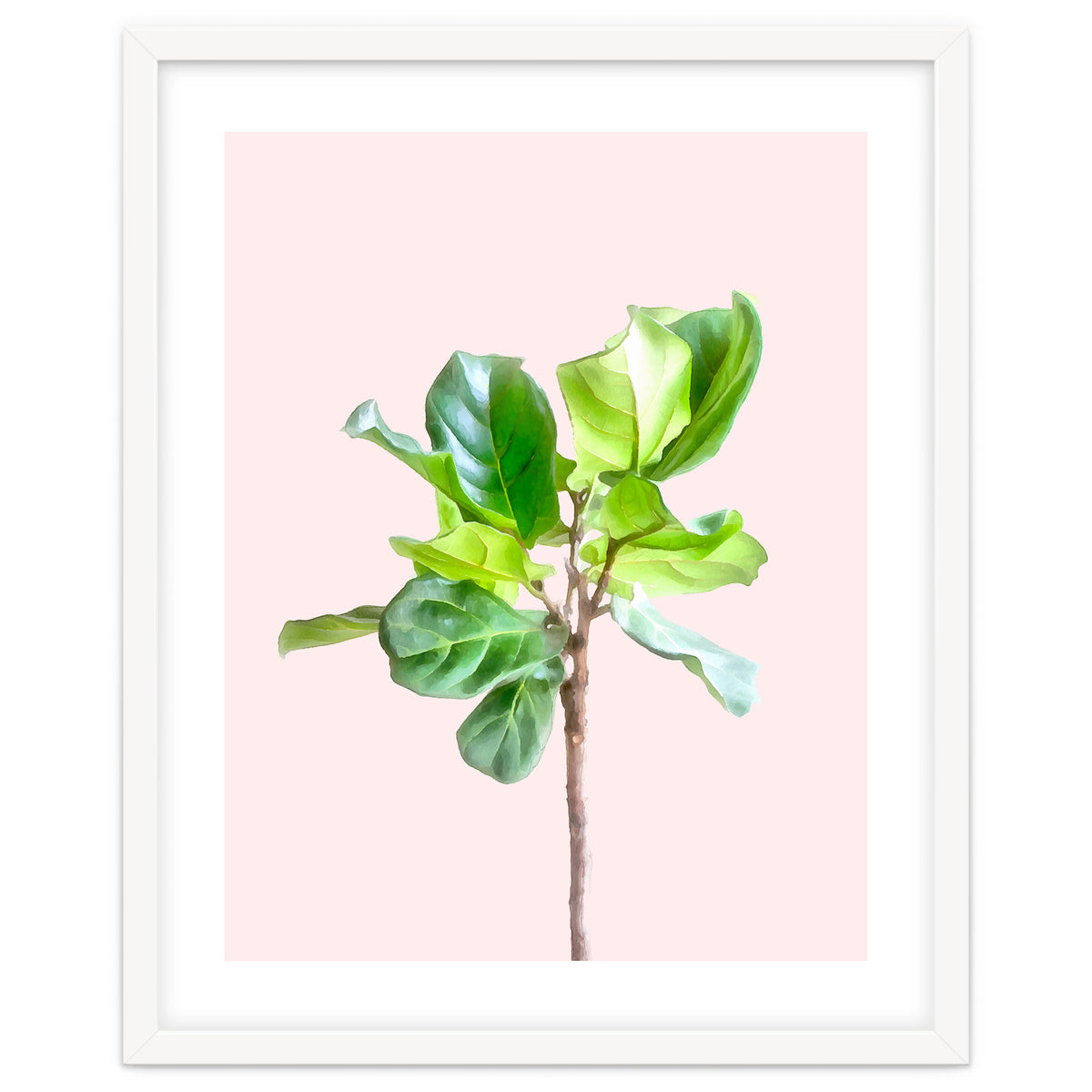 Intimate Energy, Blush Pastel Botanical Plant Minimal Painting, Pink Green Nature