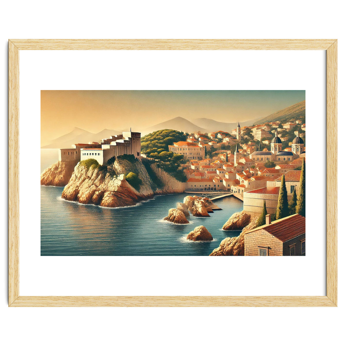 Vintage Croatia, Dubrovnik Coastal Poster