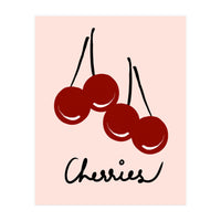 Cherries modern simple minimalistic red cute Fruit wall art (Print Only)