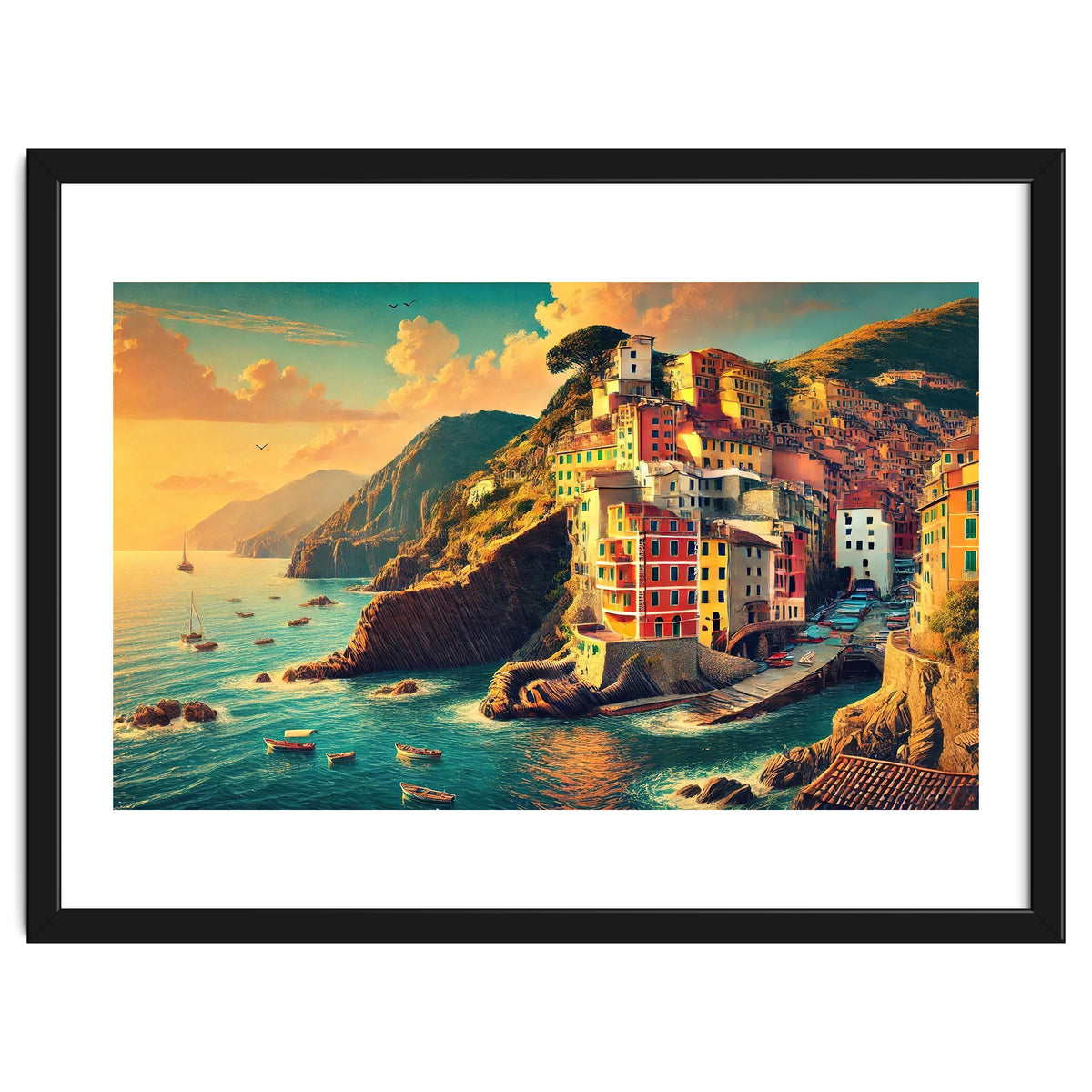 Vintage Cinque Terre Poster, Italy