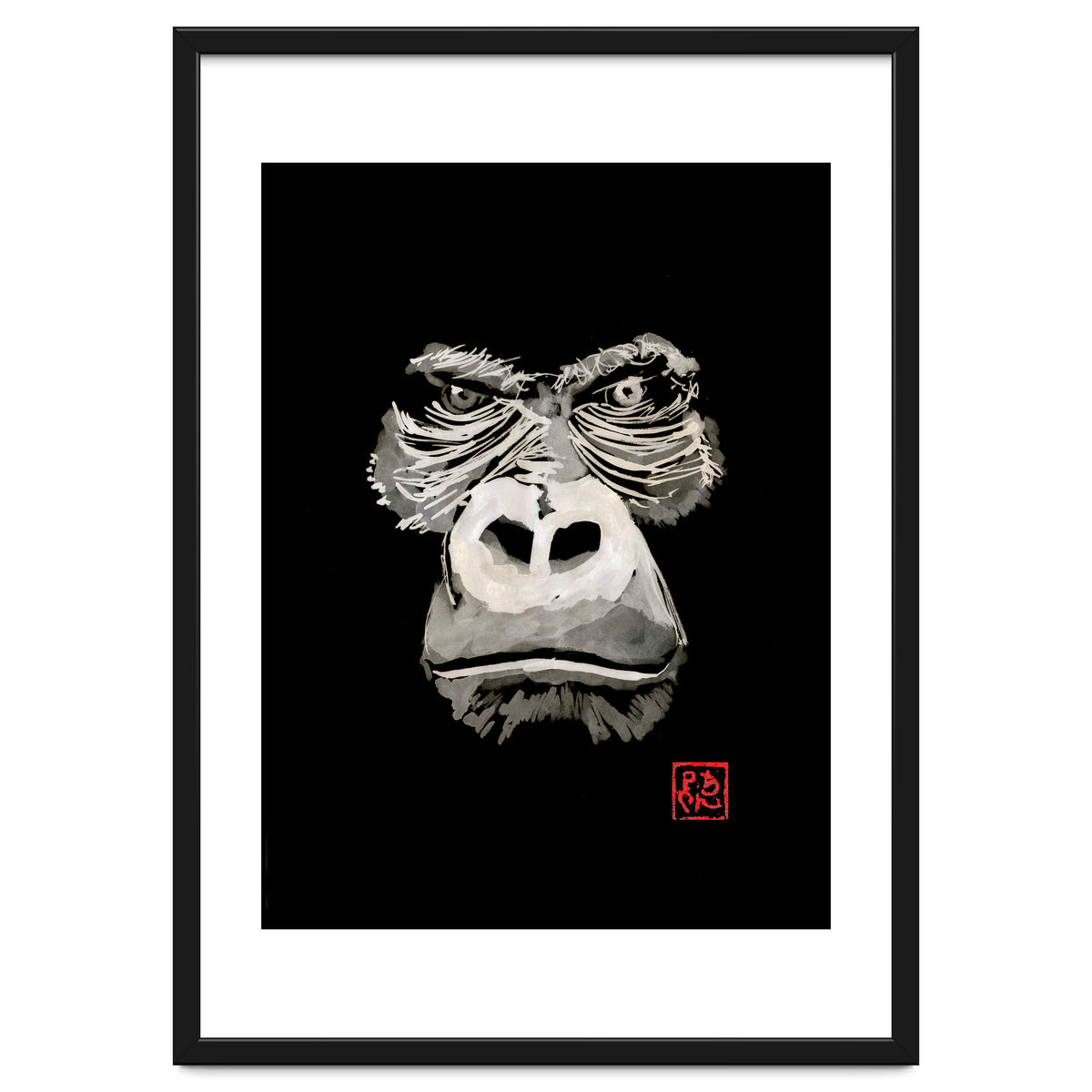 Angry Gorilla White In Black