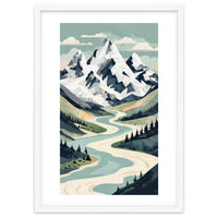 Majestic Alpine Peaks: Organic Modern Landscape Art