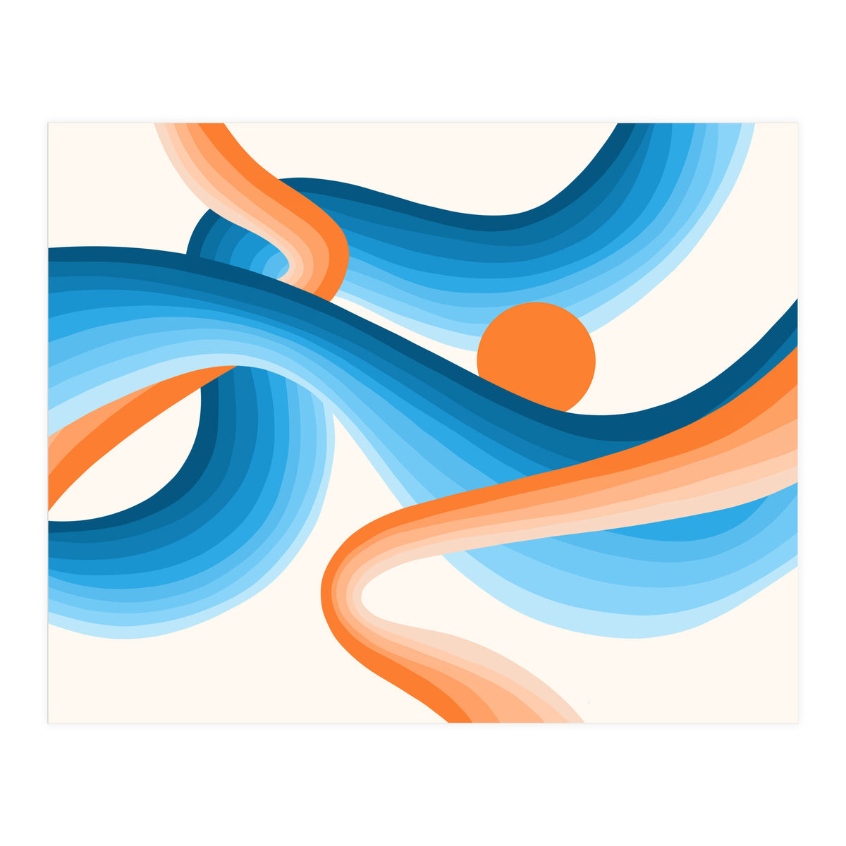 Rise, Abstract Retro Sunrise, Modern Bohemian Space, Concept Graphic Sky, Eclectic Nature (Print Only)