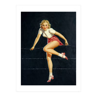 Pinup Girl Crossing The Barbed Wire (Print Only)
