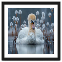Swan Floating Serene On Calm Water