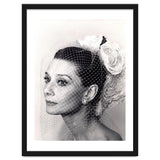 Audrey Hepburn with Veil, Classic Hollywood Glamour Photography, Black and White Icon Portrait thumbnail