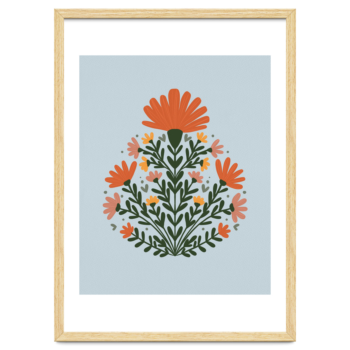 Symmetrical floral bouquet - orange and green