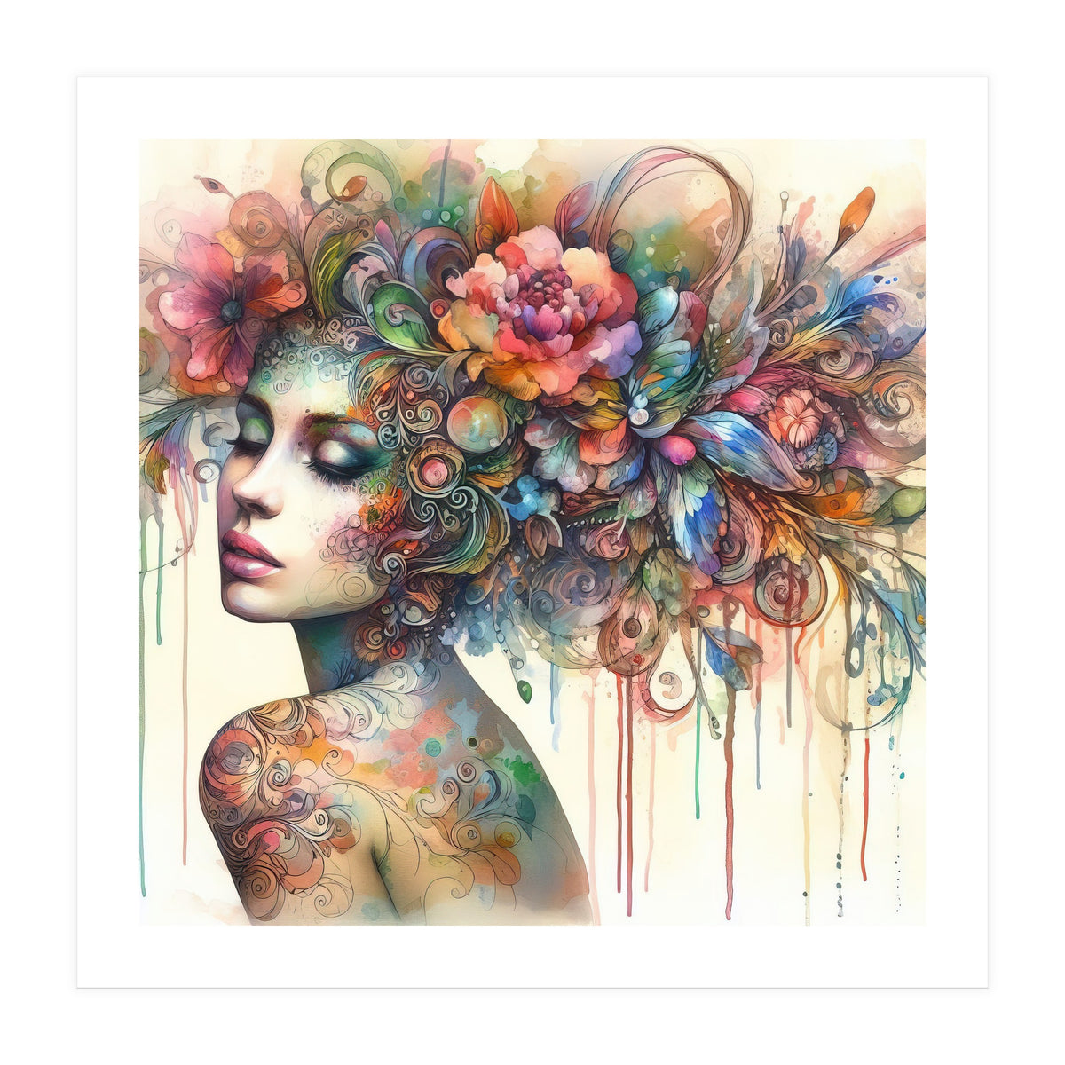 Dreamer with Floral Crown (Print Only)