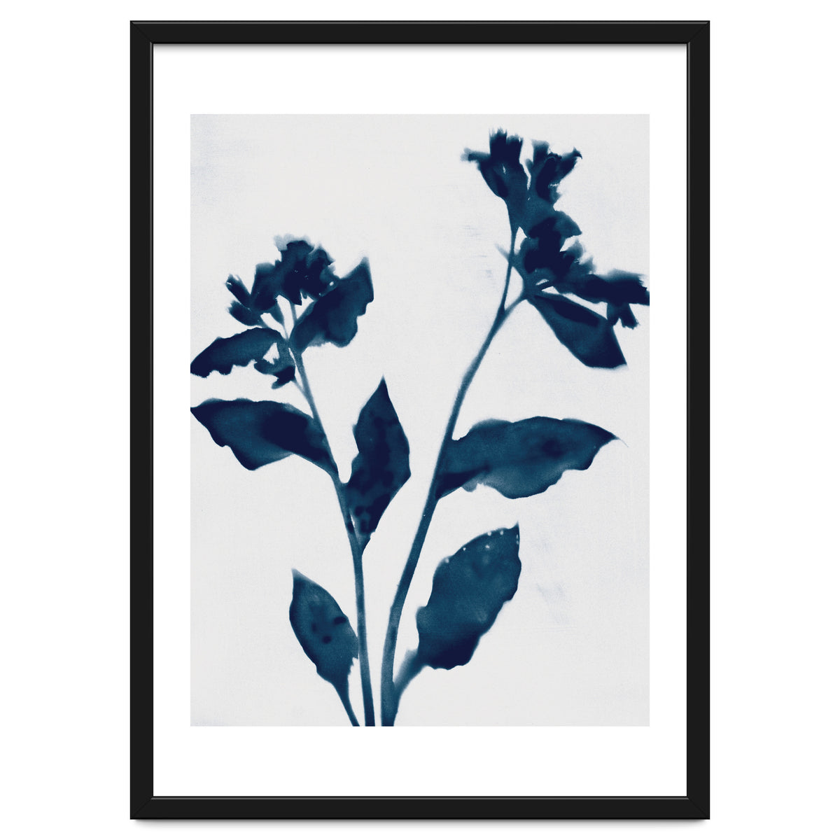 Indigo Blue Flower Silhouette 2