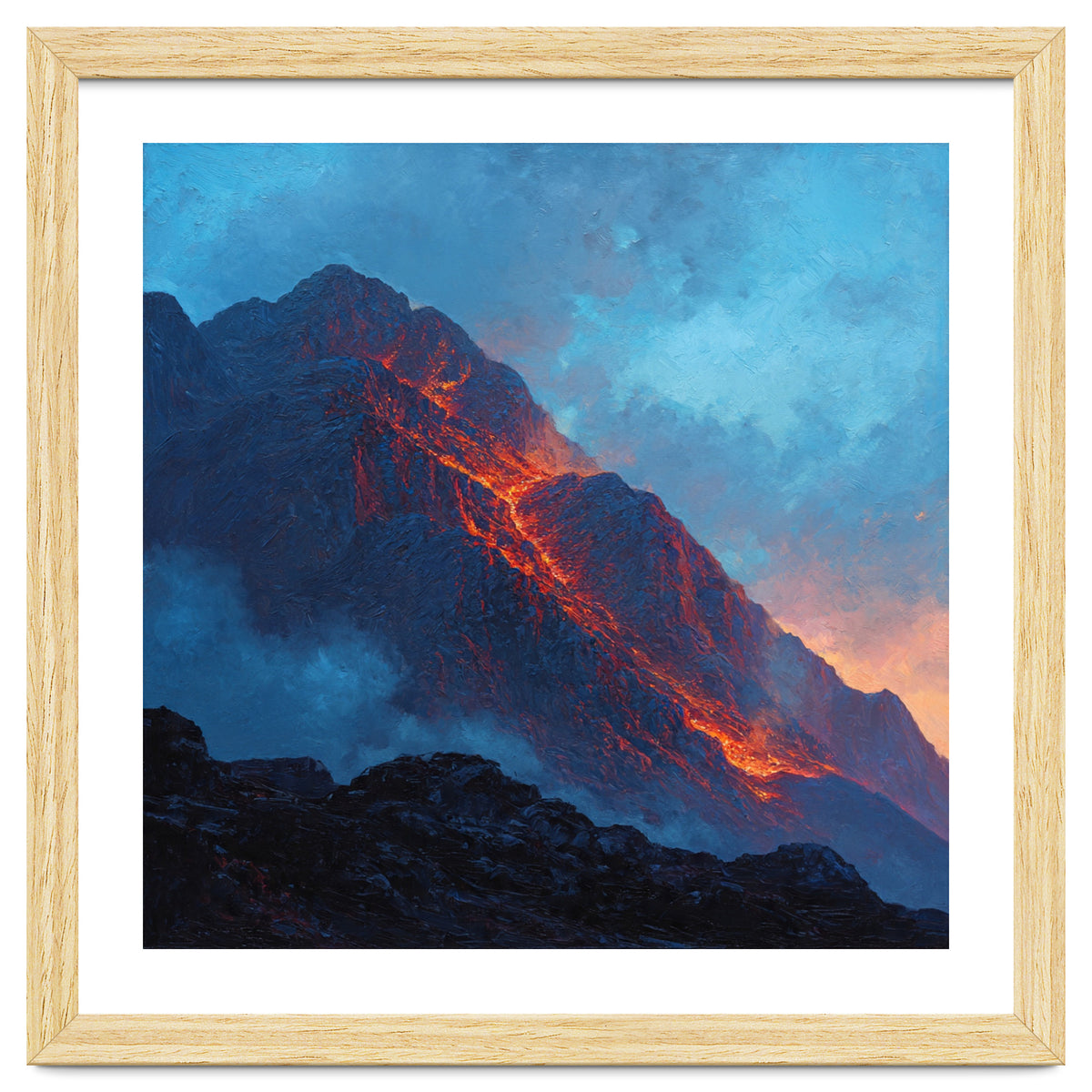 Dramatic Mountain Summit with Fiery Sunset Alpenglow