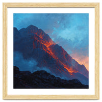 Dramatic Mountain Summit with Fiery Sunset Alpenglow