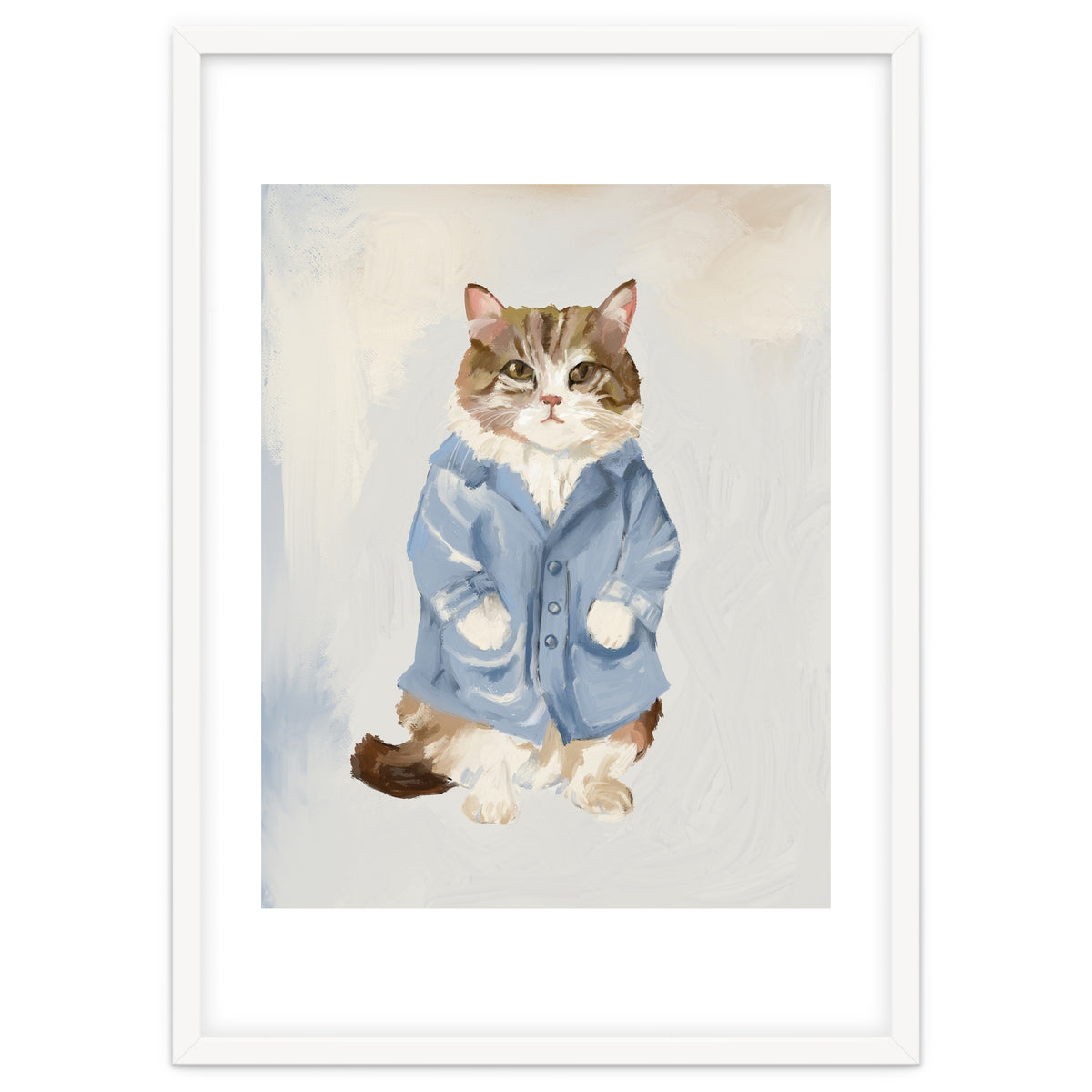 Sir James fluffy Tom cat in his blue pajamas oils