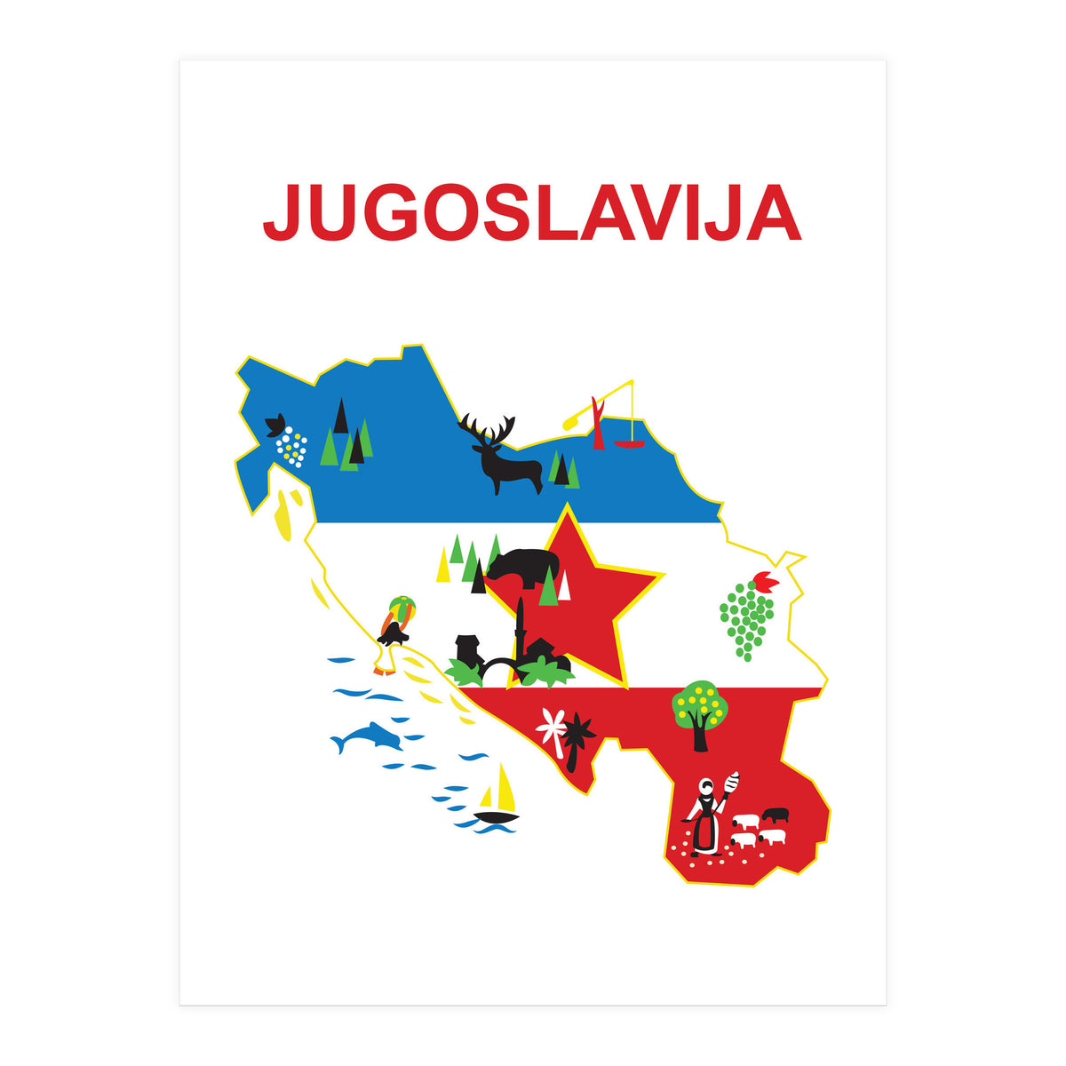 Yugoslavia Map (Print Only)