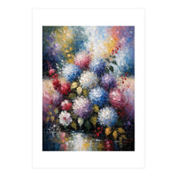 Vibrant Summer Hydrangea Bouquet Heavy Impasto Oil Painting (Print Only)