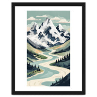 Majestic Alpine Peaks: Organic Modern Landscape Art