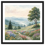 Serene Mountain Meadow Watercolor Landscape thumbnail
