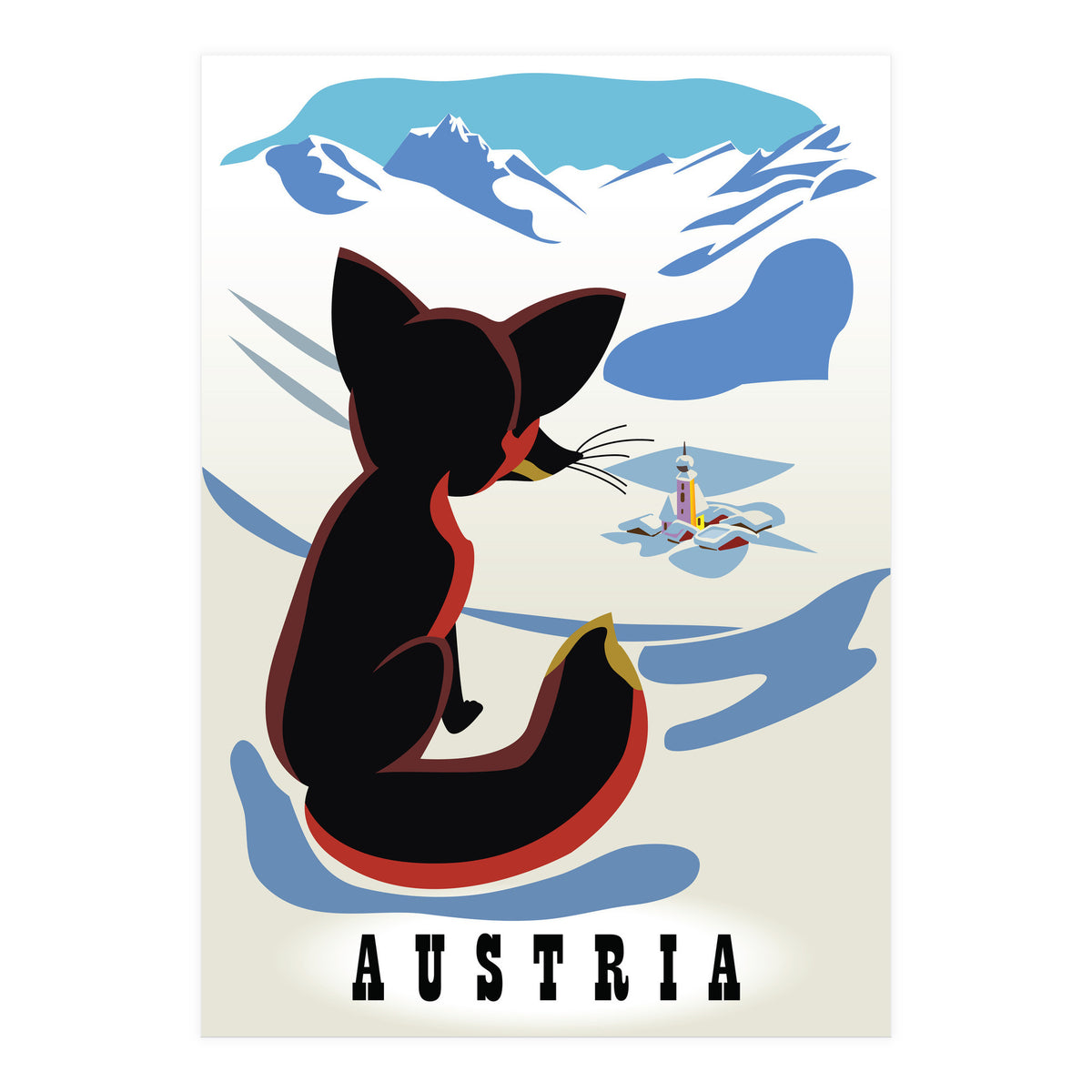 Austria Fox In The Snow (Print Only)