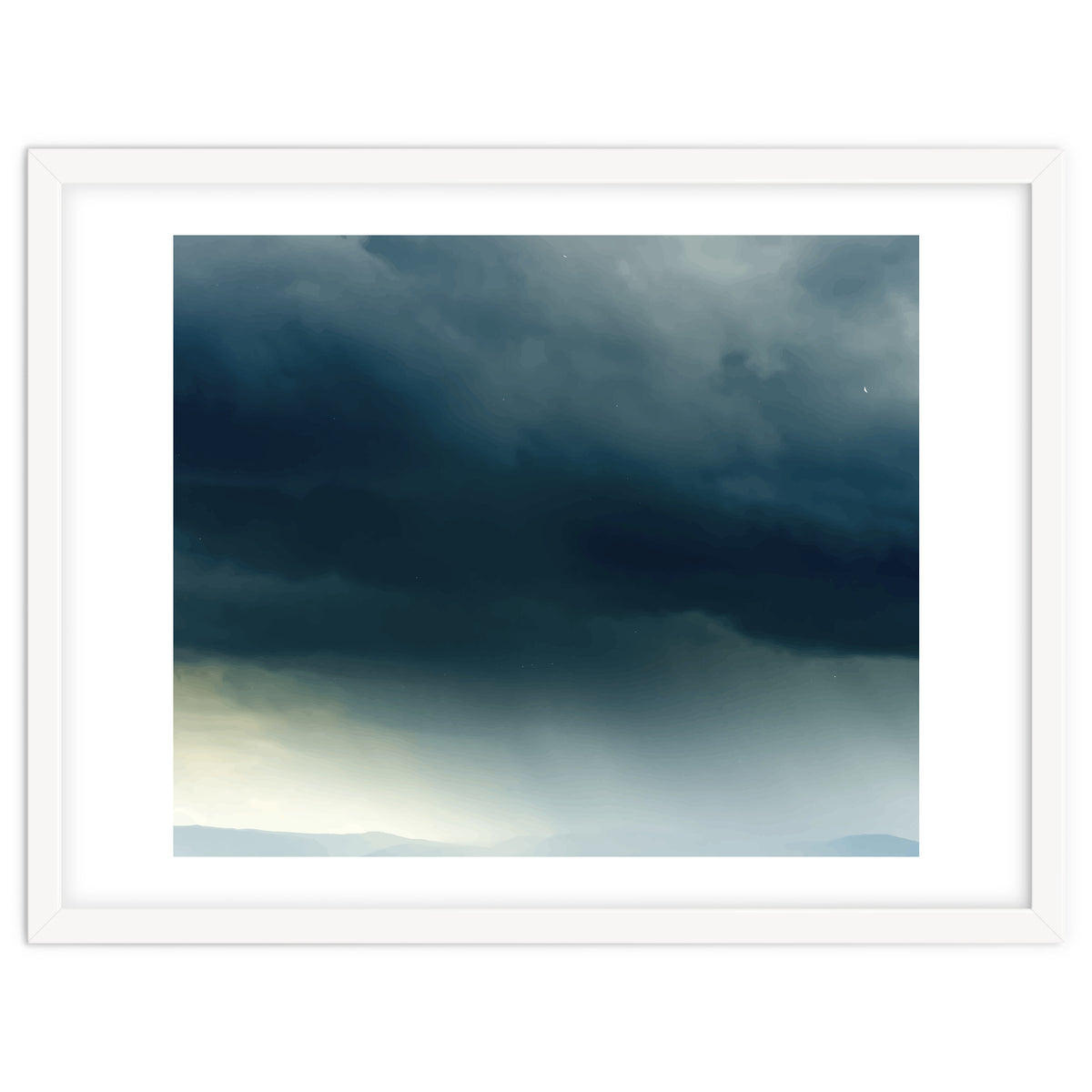 Storm Rain Clouds Watercolor Painting Blue Minimal Dark Sky Graphic