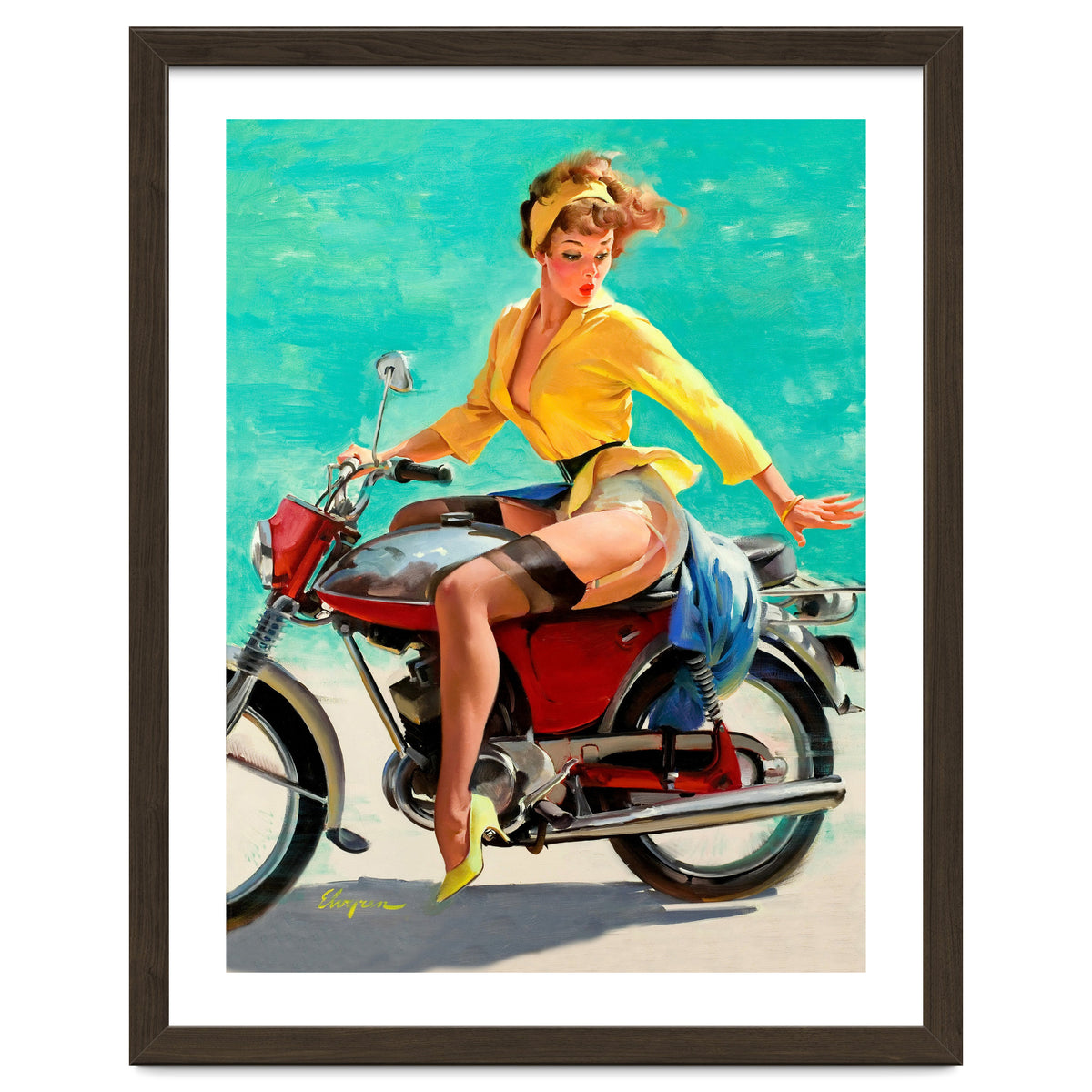Pinup Sexy Motorcycle Girl