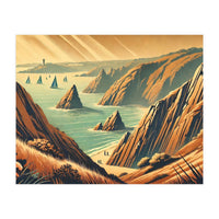 Vintage Cliffside Serenity Poster (Print Only)