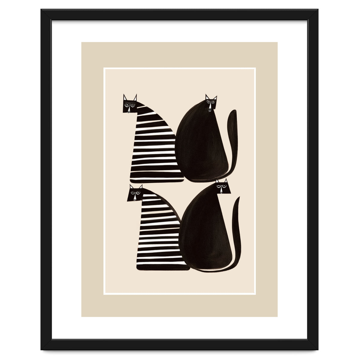 Minimalist Cats In Black And White
