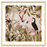 Vintage Exotic Birds Sepia Rainforest Flower Jungle thumbnail