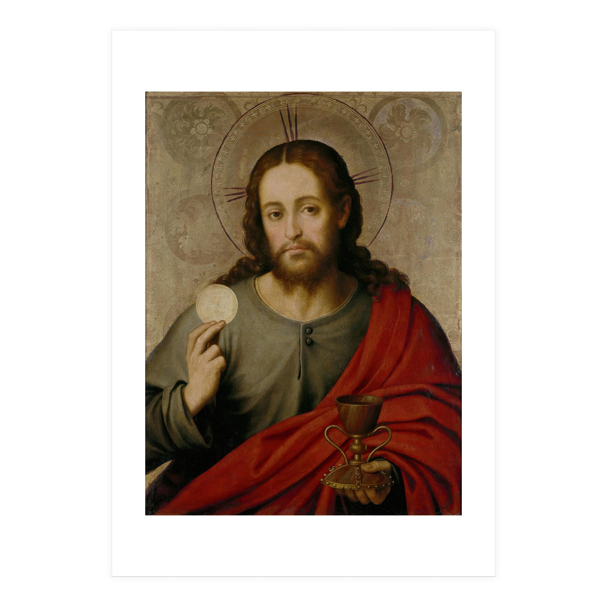 Juan de Juanes / 'The Saviour', 1545-1550, Spanish School, Oil on panel, 73 cm x 49 cm, P00845. (Print Only)