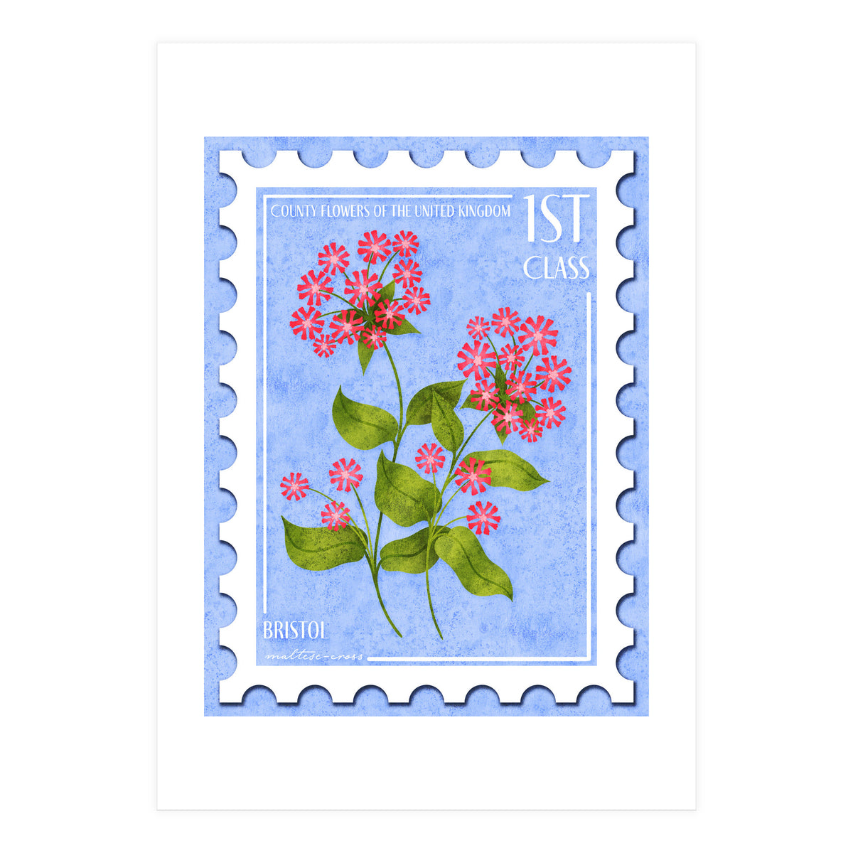 Bristol Maltese Cross Postage Stamp (Print Only)