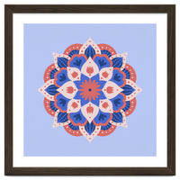 Mandala flower - blue and coral