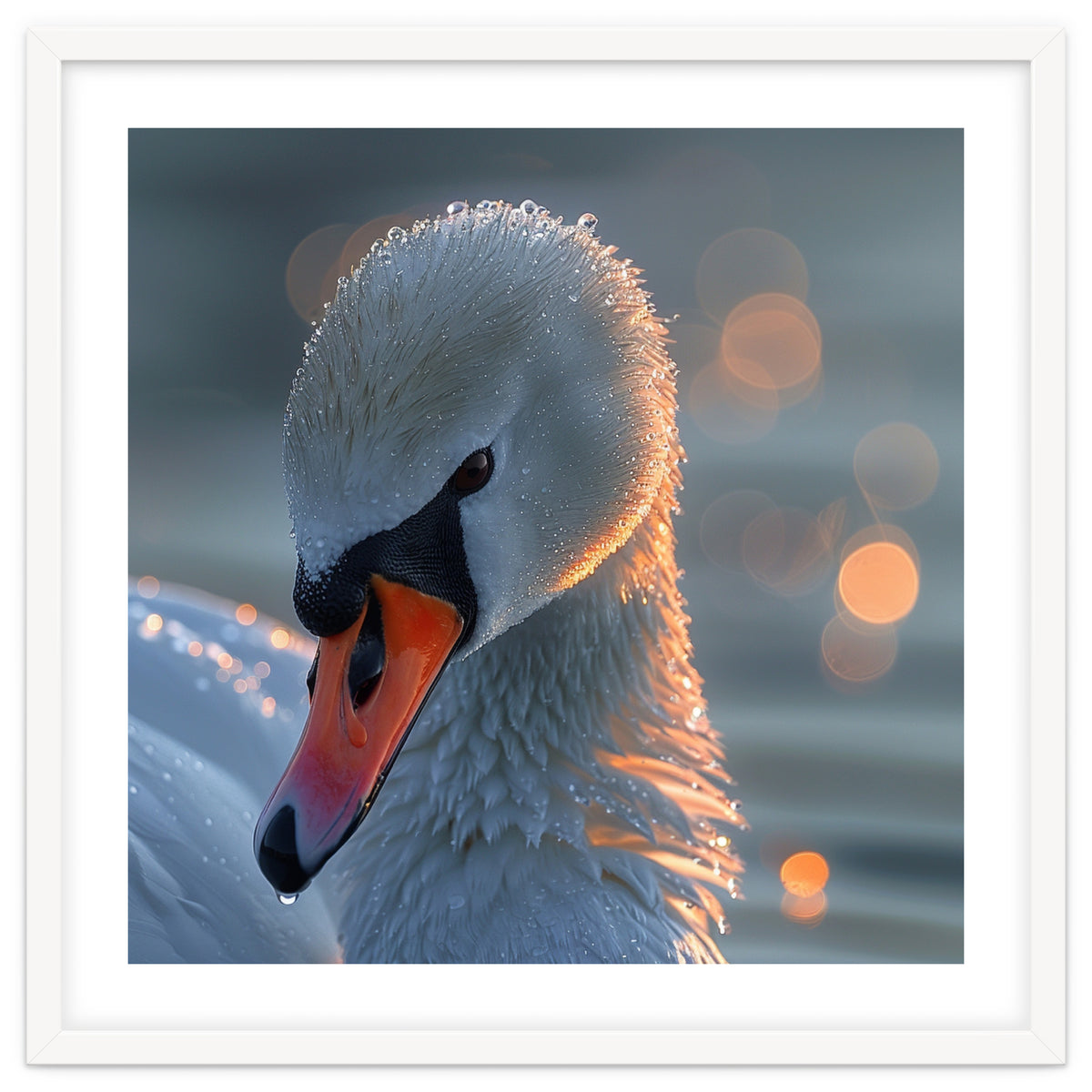 Close Up Of A Swan With Water Droplets