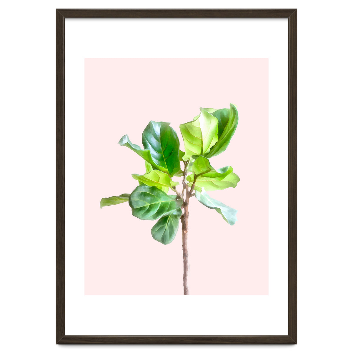 Intimate Energy, Blush Pastel Botanical Plant Minimal Painting, Pink Green Nature
