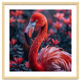 Vibrant Flamingo Portrait With Tropical Foliage thumbnail