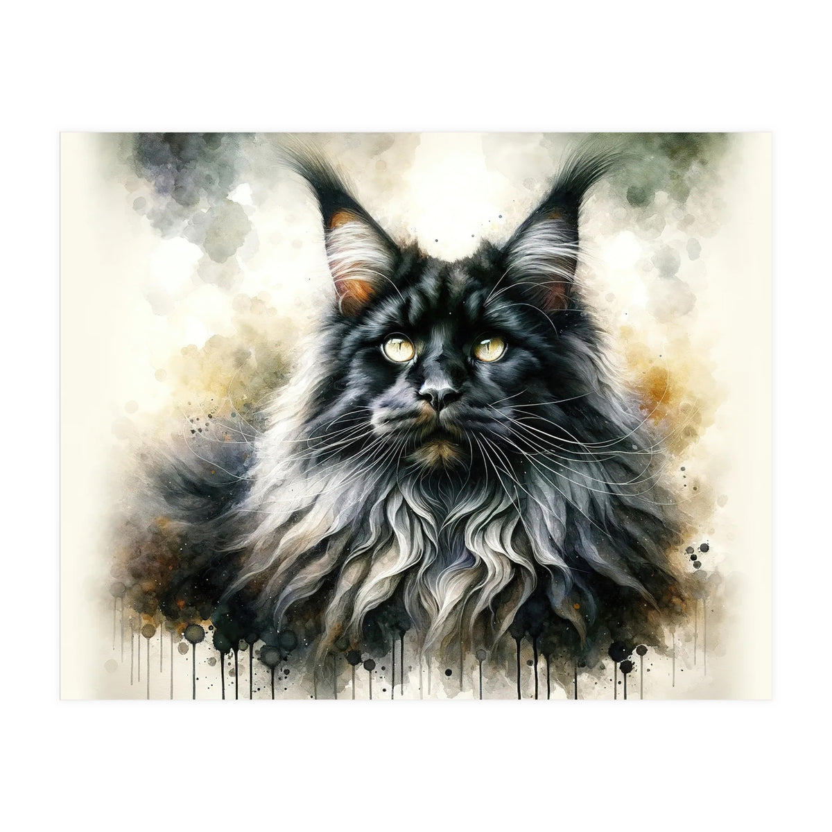 Majestic Long Haired Cat Portrait (Print Only)